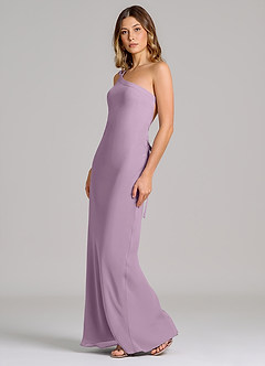 Azazie Monroe Final Sale Wisteria Sheath One Shoulder Chiffon Dress image4