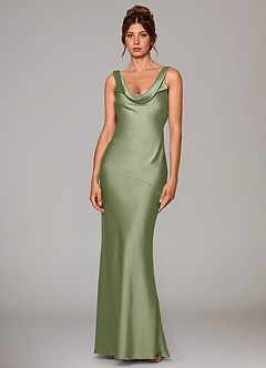 Azazie Rylina Bridesmaid Dresses Pistachio Mermaid Stretch Satin Dress image1