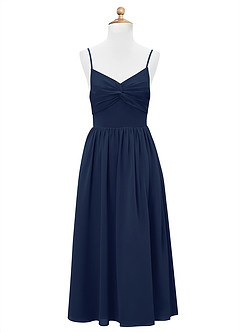Azazie Zeya Junior Dark Navy A-Line Chiffon Dress image7