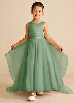 Azazie Pumpkin Flower Girl Dresses Matcha A-Line Convertible Tulle Dress image2