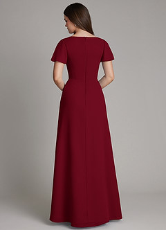Azazie Kaya Final Sale Burgundy A-Line Pleated Chiffon Dress image8
