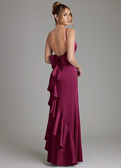 Azazie Zherra Bridesmaid Dresses Red Plum Mermaid Bow Stretch Satin Dress image1