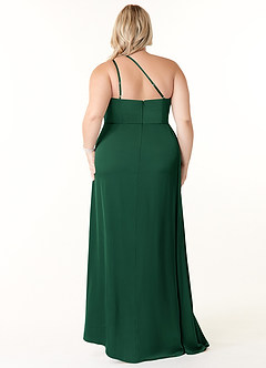 Azazie Maron Bridesmaid Dresses Dark Green A-Line One Shoulder Stretch Satin Dress image8