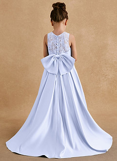 Azazie Sammy Flower Girl Dresses Lavender A-Line Lace Matte Satin Dress image3
