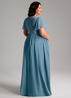 Azazie Verna Maternity Bridesmaid Dresses A-Line V-Neck Ruched Chiffon Floor-Length Dress image8