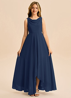 Azazie Mannie Junior Linia A Pofałdowany Szyfon Asymetryczny Młodsza druhna Sukienka image6