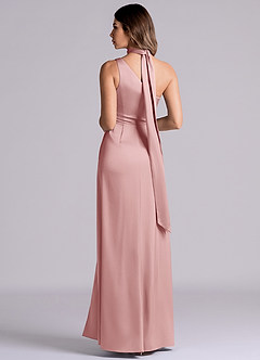 Azazie Philana Brautjungfernkleider A-Linie One-Shoulder Stretch-Satin Kleid Altrosa image7