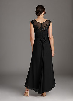Azazie Endora Mother of the Bride Dresses Black A-Line Scoop Lace Chiffon Dress image4
