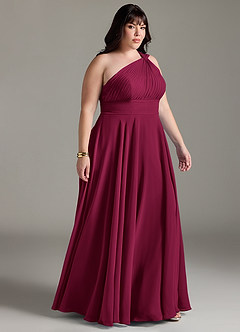 Azazie Charlize Brautjungfernkleider A-Linie One-Shoulder Chiffon Kleid Burgunderrot image10