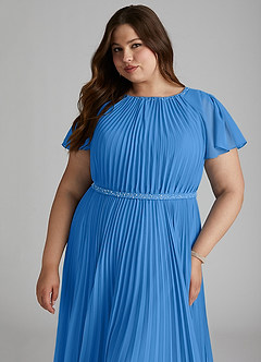Azazie Kara Modest Bridesmaid Dresses A-Line Pleated Chiffon Floor-Length Dress image15