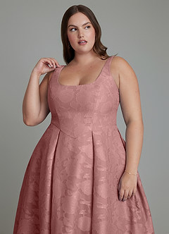 Azazie Amalie Bridesmaid Dresses Dusty Rose A-Line Pleated Floral Burnout Dress image13