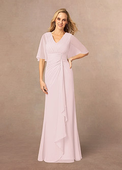 Azazie Carson vestidos de madre de la novia Vestido de Rosa Rubor de Gasa de Corte En A con Encaje de cuello en V image1