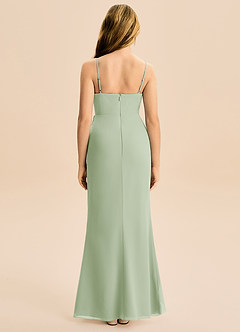 Azazie Buzzy Junior Vestido Dusty Sage de Chiffon de Bainha com Plissado image5