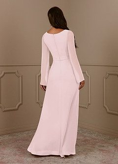 Azazie Belinda Mother of the Bride Dresses Blushing Pink A-Line V-Neck Pleated Chiffon Dress image2