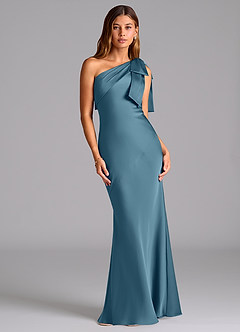 Azazie Yuanna Bridesmaid Dresses Bermuda Mermaid One Shoulder Stretch Satin Dress image1