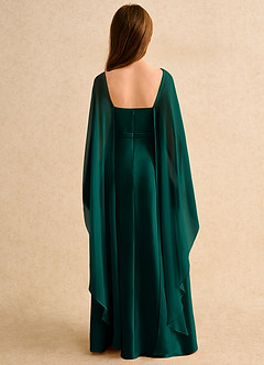 Azazie Fishie Girls Formal Flower Girl Dresses Pine A-Line Matte Satin Dress image2