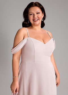 Azazie Marley Bridesmaid Dresses Blushing Pink A-Line Off the Shoulder Chiffon Convertible Dress image16