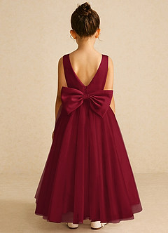 Azazie Pumpkin Flower Girl Dresses Burgundy A-Line Convertible Tulle Dress image6