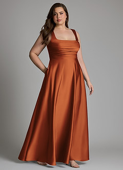 Azazie Azaria Bridesmaid Dresses Cinnamon A-Line Corset Stretch Satin Dress image11