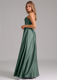 Azazie Lucienne Bridesmaid Dresses Sea Moss A-Line Strapless Stretch Satin Convertible Dress image3