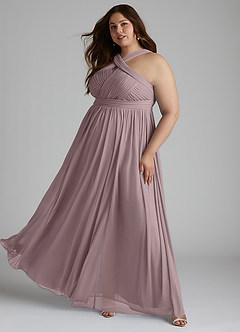 Azazie Hillian Robes de demoiselle d'honneur Robe Trapèze en Maille Dos nu plissé Crépuscule image11
