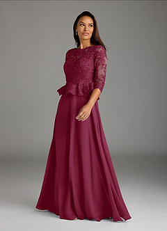 Azazie Averie Mother of the Bride Dresses Mulberry A-Line Boatneck Sequins Chiffon Dress image4