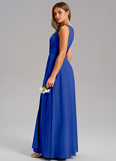 Azazie Phaedra Bridesmaid Dresses Royal Blue A-Line One Shoulder Chiffon Dress image6