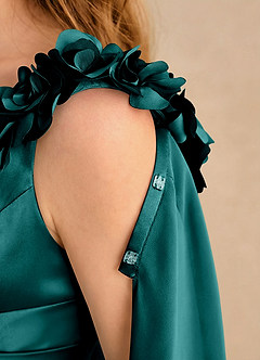 Azazie Rosita Girls Formal Flower Girl Klänningar Klänning A-Line i Stretch Satin Plisserad image6