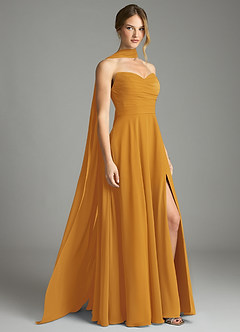 Azazie Ayla Abiti da Damigella Abito A-Line in Chiffon Scollo a Cuore Caramello image1