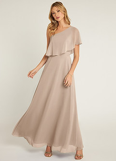 Azazie Lizzy Brautjungfernkleider A-Linie One-Shoulder Chiffon Kleid Taupe image5