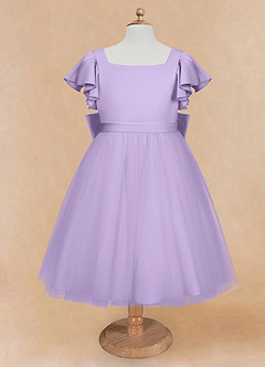Azazie Kaeya Flower Girl Dresses Lilac A-Line Bow Tulle Dress image5