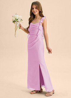 Azazie Jessamine Junior Abito Sirena in Chiffon Scollo a Cuore Rosa Confetto image6