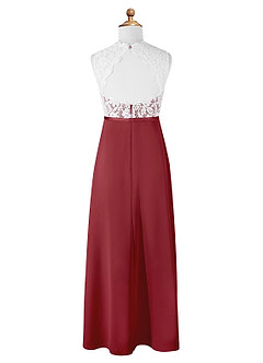 Azazie Rana Junior A-Linie Spitze Chiffon Kleid Granatapfelrot image6