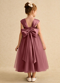 Azazie Chickadee Abiti da Ragazza di Fiori Abito Principessa in Raso Opaco Scollo a Cuore Ametista image3