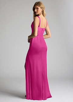 Azazie Elida Brudtärnklänningar Klänning av Tubklänning i Stretch Satin Plisserad Fuchsia image2