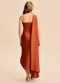 Azazie Briony Junior Etui Plissee Stretch-Satin Kleid Paprika image2