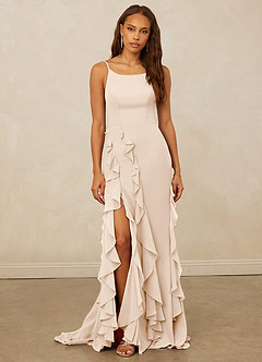 Christian Siriano Bridal for Azazie 1006 Bridesmaid Dresses White Alabaster Mermaid Ruched Chiffon Dress image3
