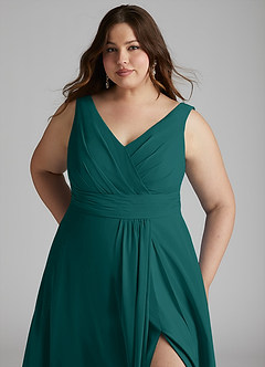 Azazie Karina Bridesmaid Dresses Peacock A-Line Pleated Chiffon Dress image11