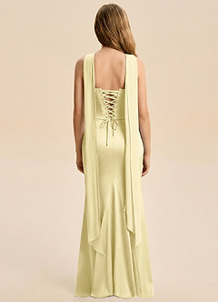 Azazie Sorrel Junior Lemon Sorbet Mermaid Ruched Stretch Satin Dress image2