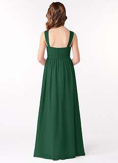 Azazie Evie Junior Dark Green A-Line Pleated Chiffon Dress image3