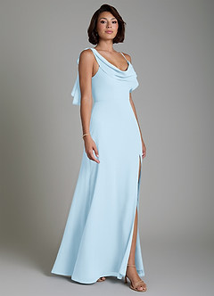 Azazie Jayden Bridesmaid Dresses Sky Blue A-Line Side Slit Chiffon Dress image5