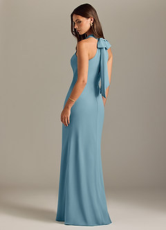 Azazie Doretta Bridesmaid Dresses Moody Blue Mermaid Pleated Chiffon Dress image7