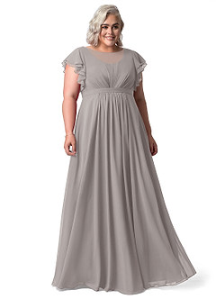Azazie Daphne Modest Bridesmaid Dresses A-Line Ruffled Chiffon Floor-Length Dress image43