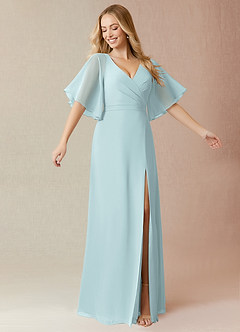 Azazie Cierra Bridesmaid Dresses Mist A-Line V-Neck Chiffon Dress image1