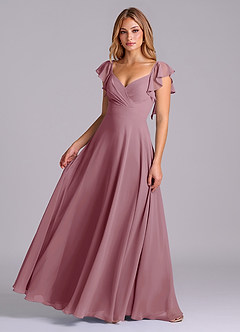 Azazie Leilani Bridesmaid Dresses Vintage Mauve A-Line Pleated Chiffon Dress image1