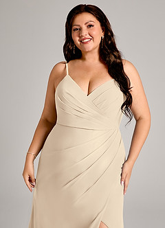 Azazie Maci Brudtärnklänningar Klä av Tubklänning i Chiffong Plisserad Champagne image12