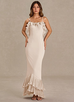 Vionette  Cream Ruffle Maxi Dress image4
