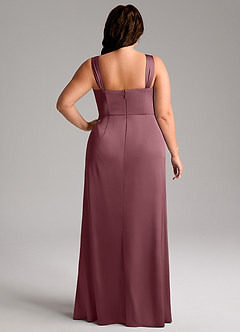 Azazie Denice Bridesmaid Dresses Desert Rose Sheath Pleated Stretch Satin Dress image11