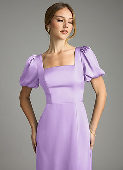 Azazie Fyona Bridesmaid Dresses Lilac A-Line Pleated Stretch Satin Dress image6