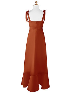 Azazie Barbara Junior Paprika A-Line Bow Matte Satin Dress image7